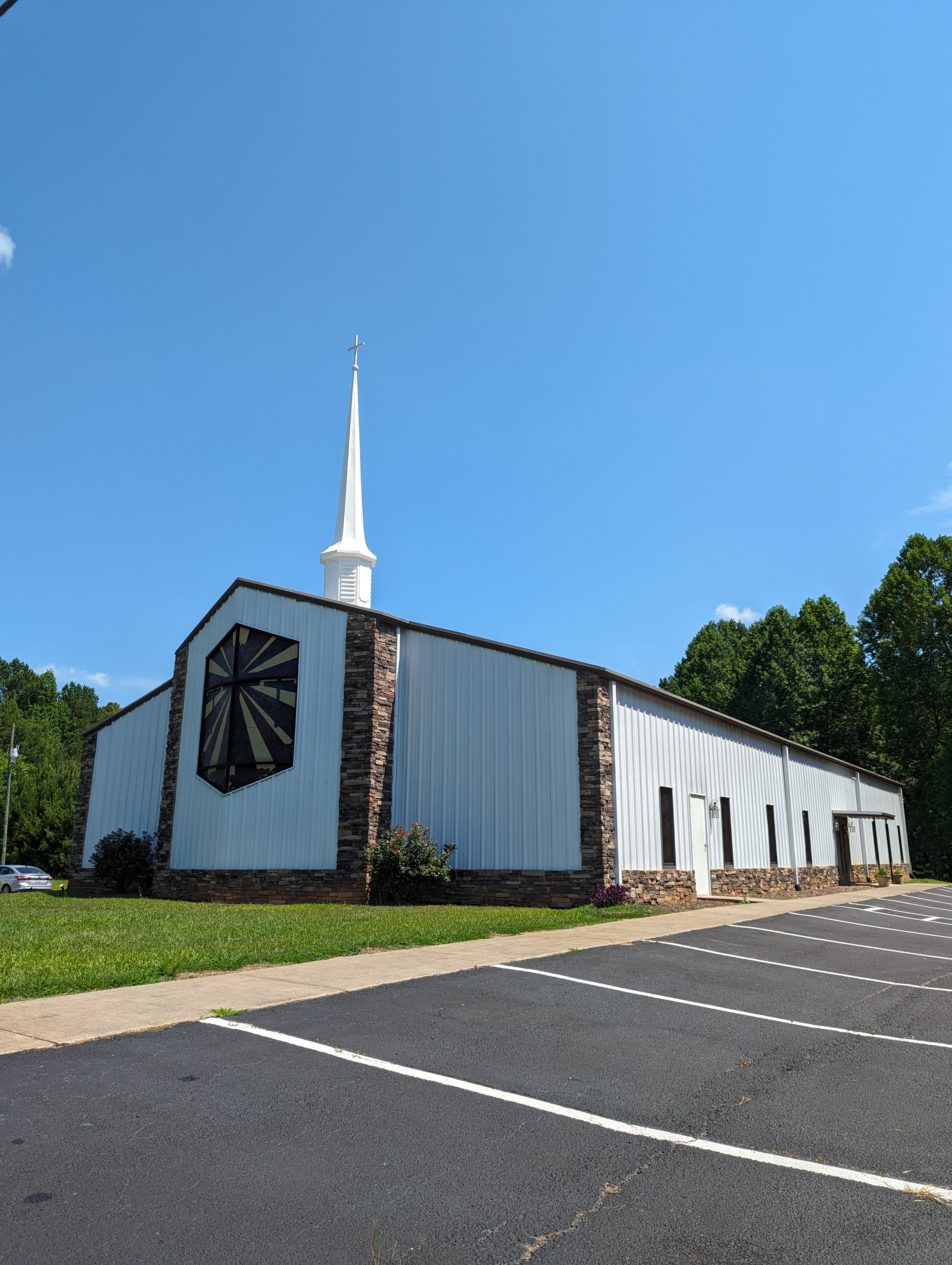Angled view of our church building